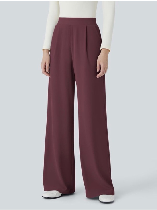 HALARA Pants - HALARA Burgundy Wide-Leg Pull-On Pants